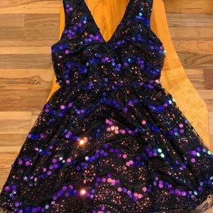 Black dress with multi-color sequins